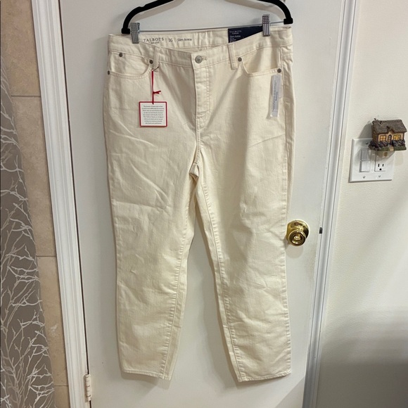 NWT Talbots Off-White Denim Slim Ankle Pants in Sz 16 - Picture 1 of 16